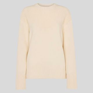 Ivory Fringed Rib Detail Sweater