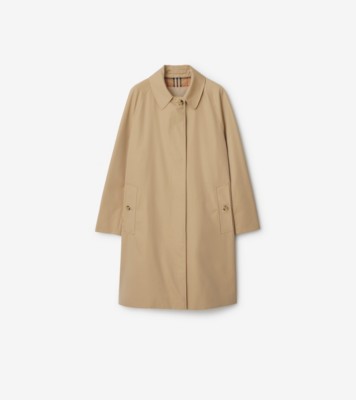 Mid-Length Camden Heritage Car Coat in Honey Beige - Women, Cotton Gabardine | Burberry&amp;reg; Official