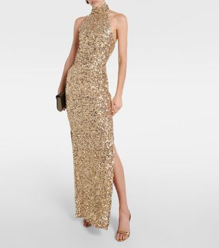 Sequined Halterneck Gown