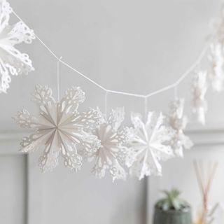 White snowflake paper garland