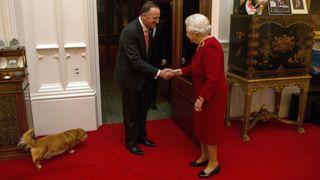 Queen Elizabeth II greets Prime Minister of New Zealand John Key