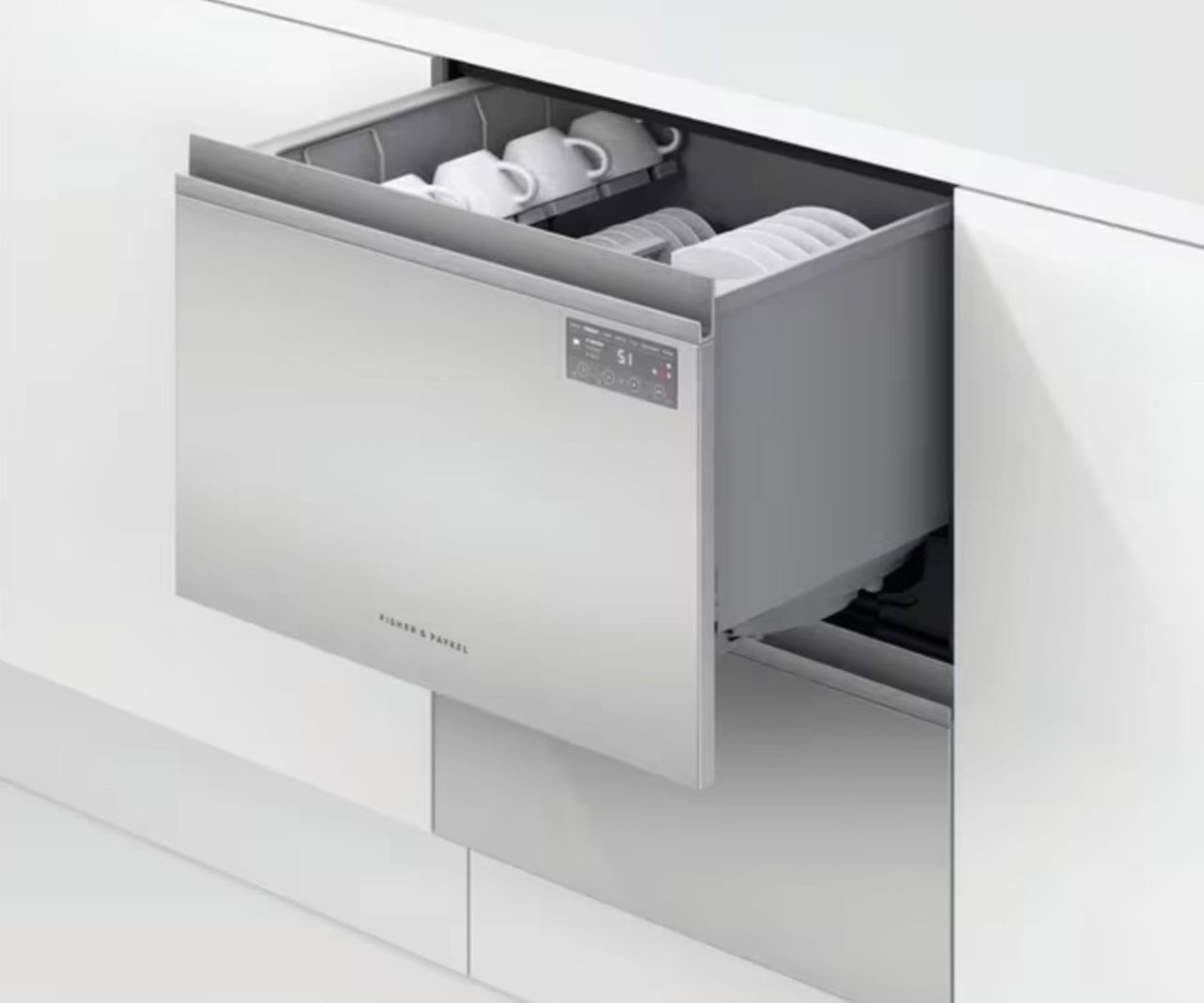 Fisher &amp; Paykel DD60D2HNX9 Integrated Double Dishwasher, Stainless Steel installed under kitchen worktop