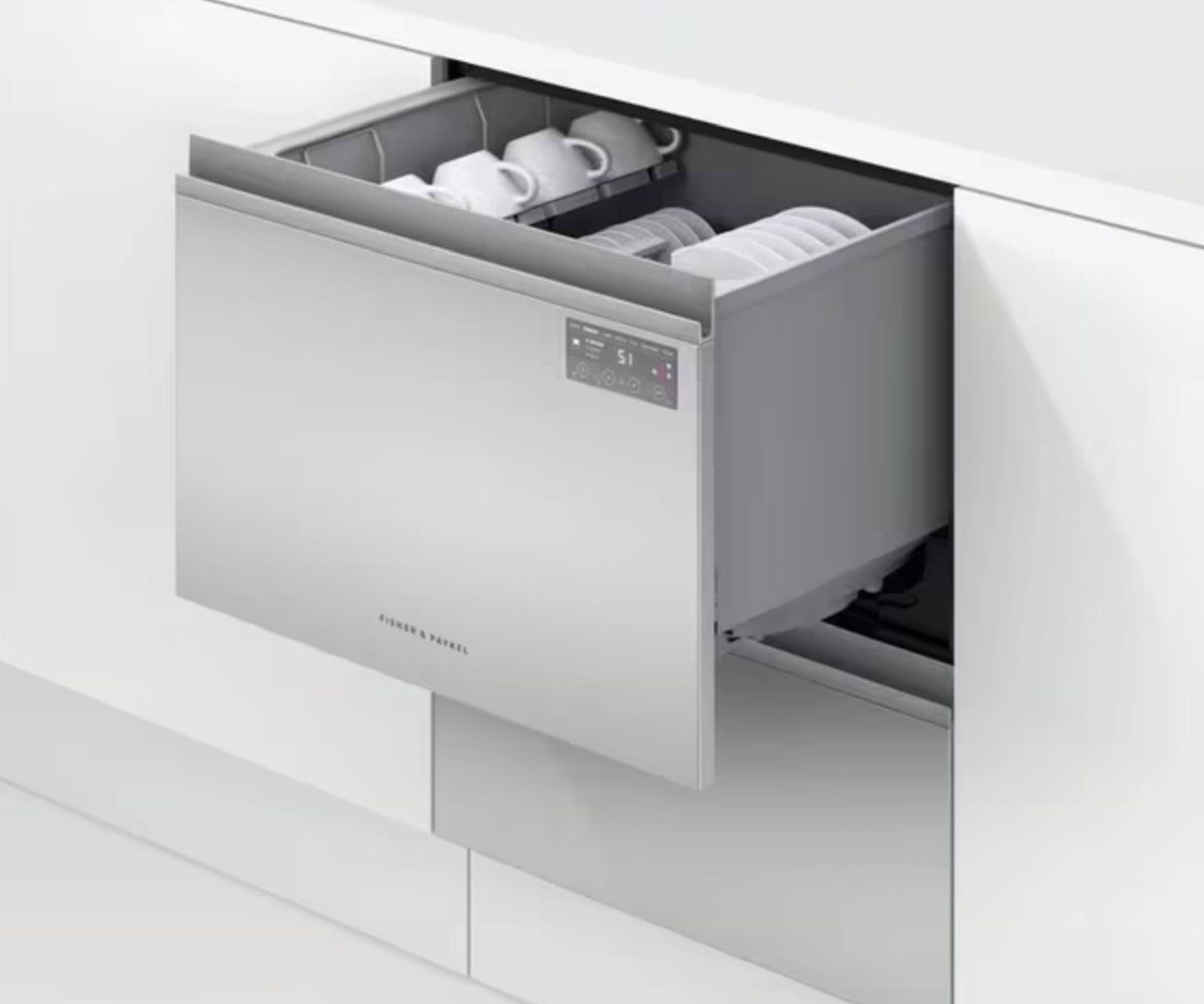 Fisher & Paykel DD60D2HNX9 Integrated Double Dishwasher, Stainless Steel installed under kitchen worktop