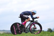 Chloe Dygert on her way to her second World TT title in 2023