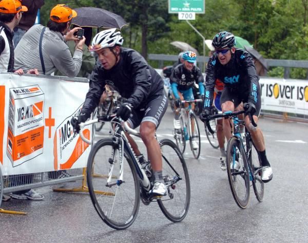 He's grinning, isn't he?: Richie Porte (Saxo Bank) rides in towards the overall lead in his first Giro d'Italia
