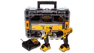DeWalt DCK211D2T 10.8V Compact Drill Driver and Impact Driver on white background