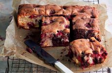 Very berry chocolate tray bake