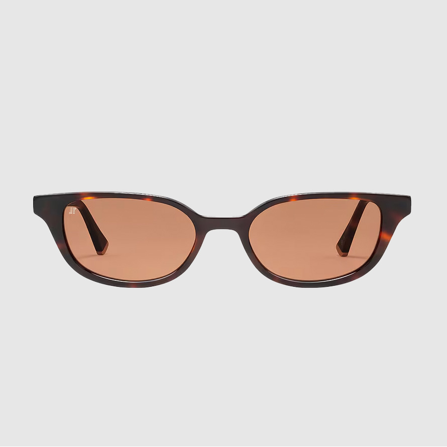 Tortoise sunglasses with brown lenses.