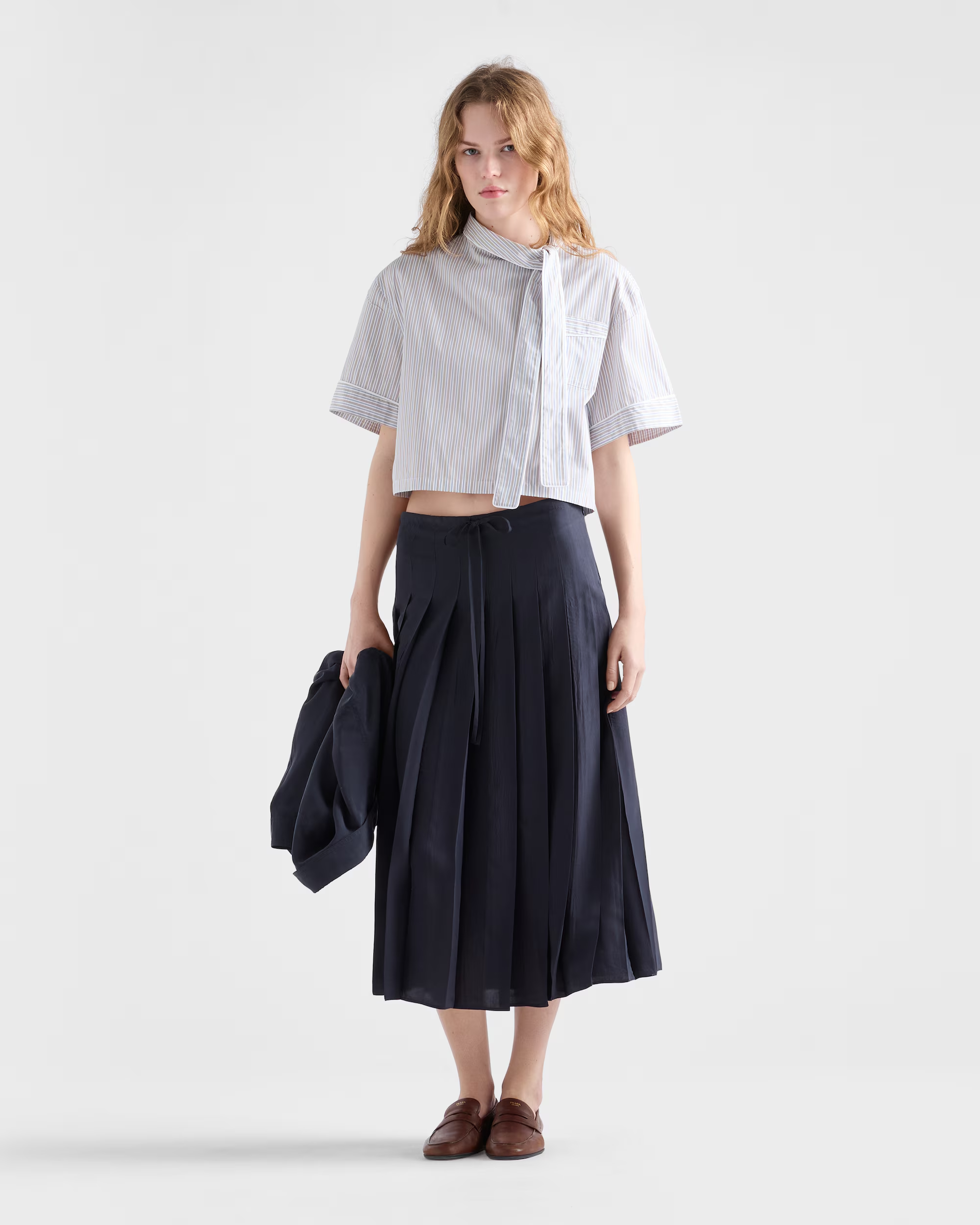 prada, Pleated silk midi-skirt