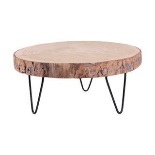 Rustic wood round low table