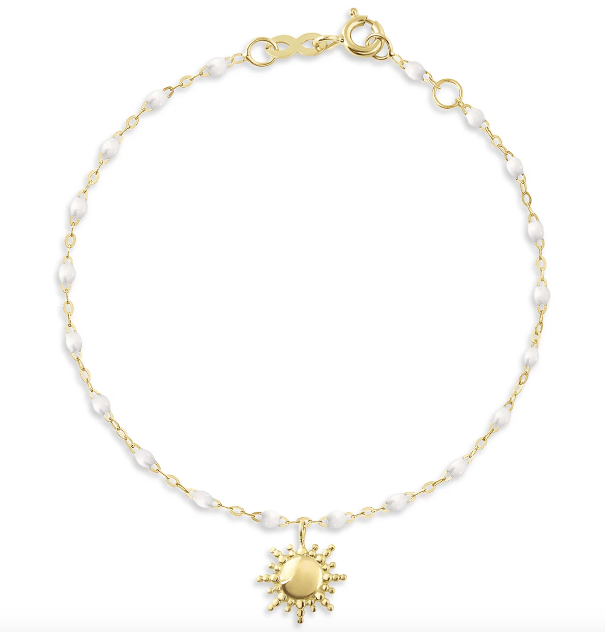 18k Yellow Gold Bead Sun Pendant Bracelet