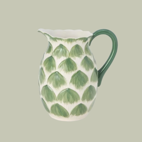 John Lewis X Deliciously Ella, John Lewis X Deliciously Ella Artichoke Hand Painted Stoneware Jug, 1.4l, Green