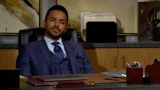 Sean Dominic as Nate sitting in his office at Newman Enterprises in The Young and the Restless