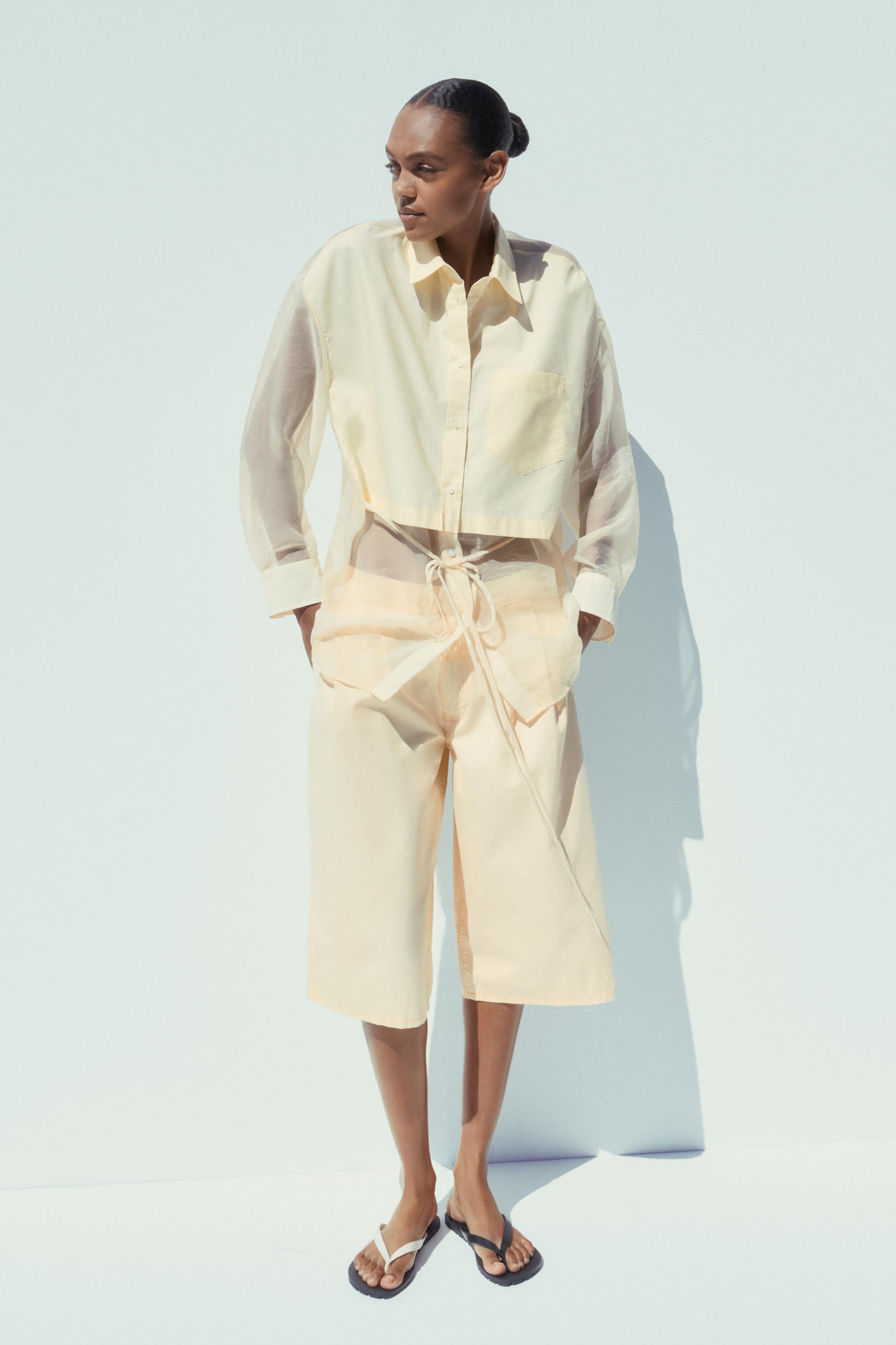 Organza Combined Oversize Shirt