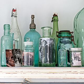 vintage bottles with photos