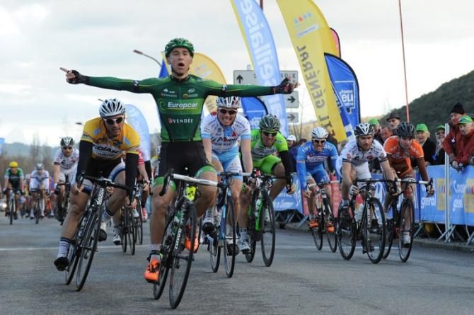 Bryan Coquard (Europcar) won stage three at Etoile de Bess&egrave;ges