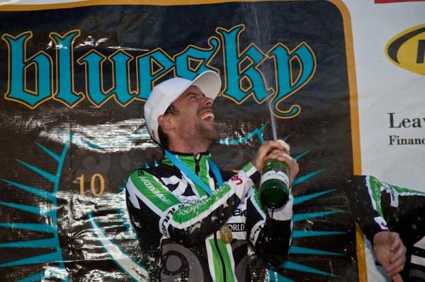 Tim Johnson (Cannondale-Cyclocrossworld.com) celebrates the win.