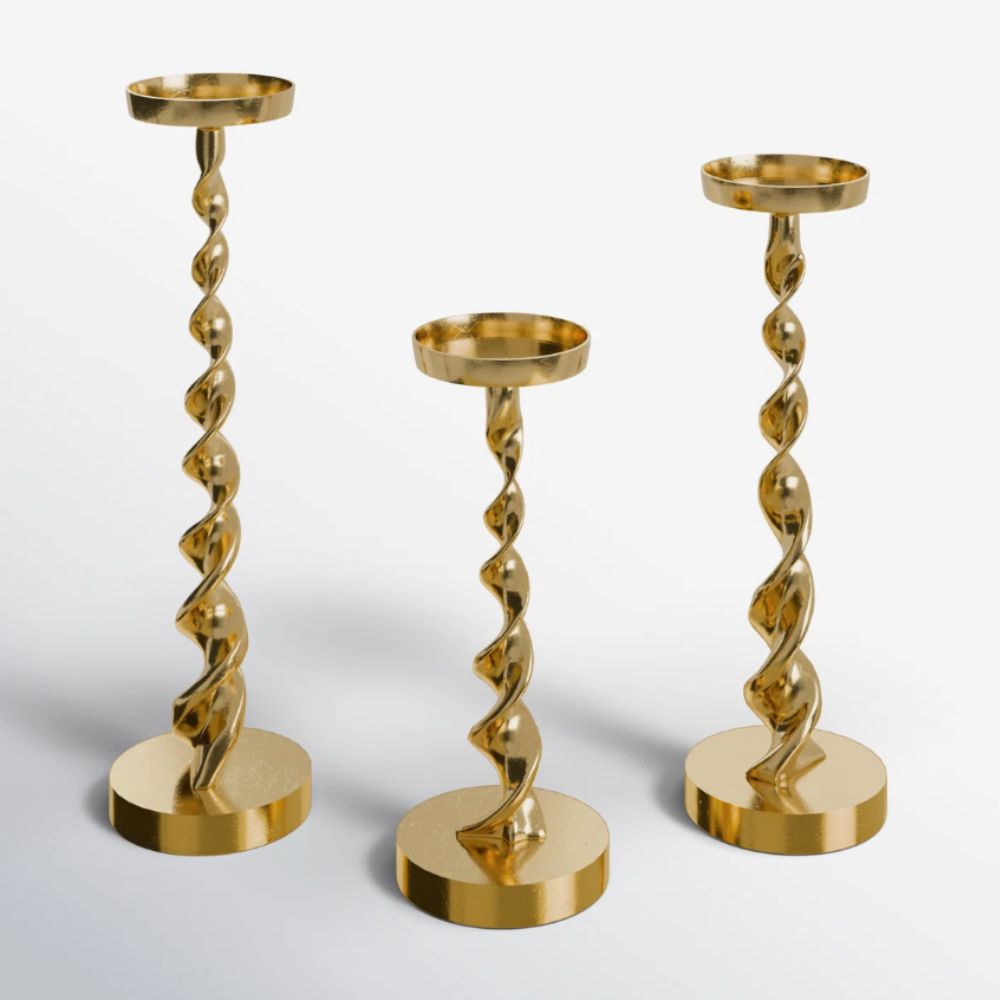 Gold twist candlesticks