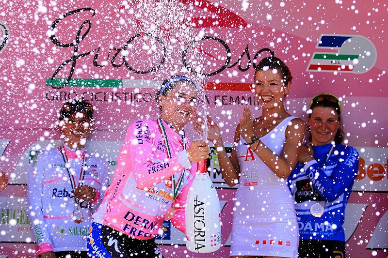 Megan Guarnier (Boels Dolmans) in the pink jersey