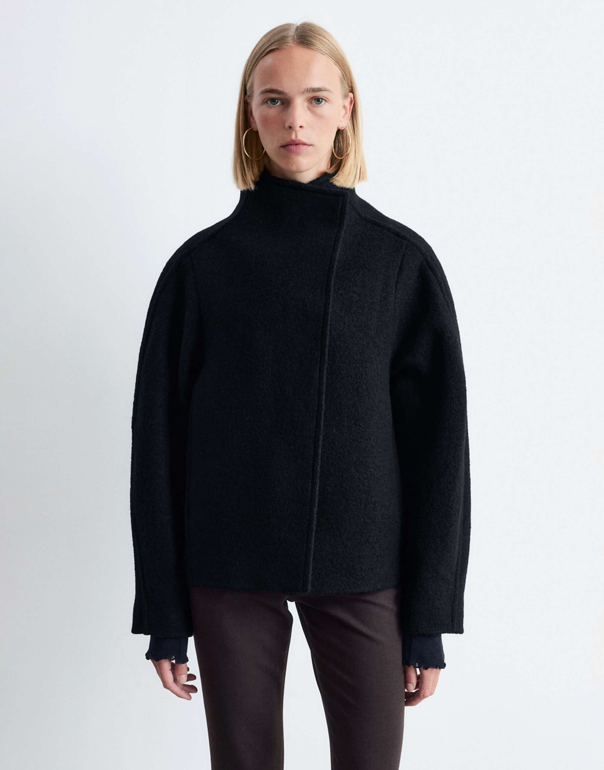 &amp;amp; Other Stories Wool Mock Neck Short Jacket in Black