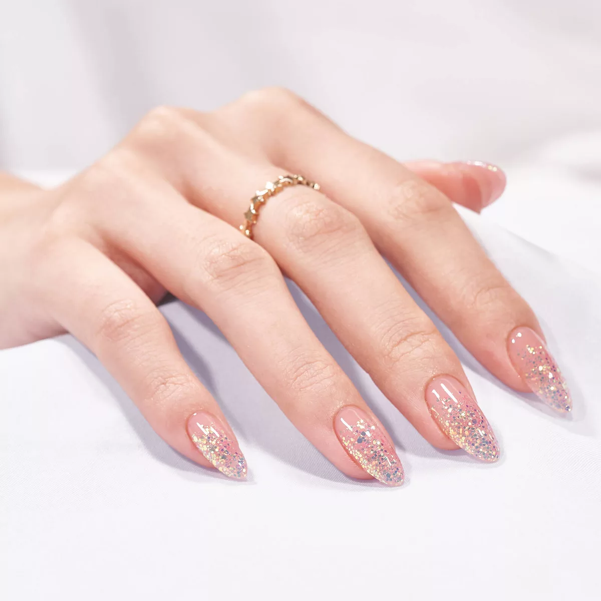 Btartbox Press-On Nails -Pink Sparkle - M Almond -30ct
