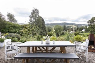 garden table at Penny Kennedy's Highland cottage from Period Living
