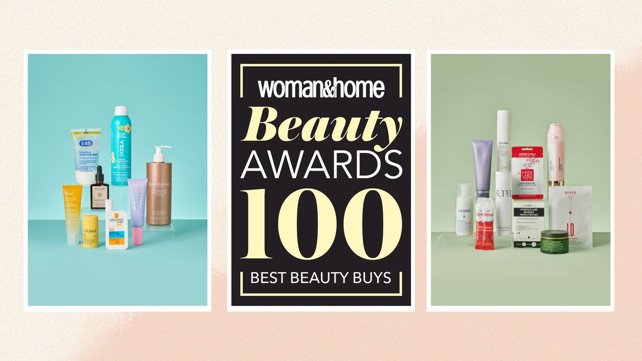 two images of award-winning products as well as the logo for the beauty awards 2024