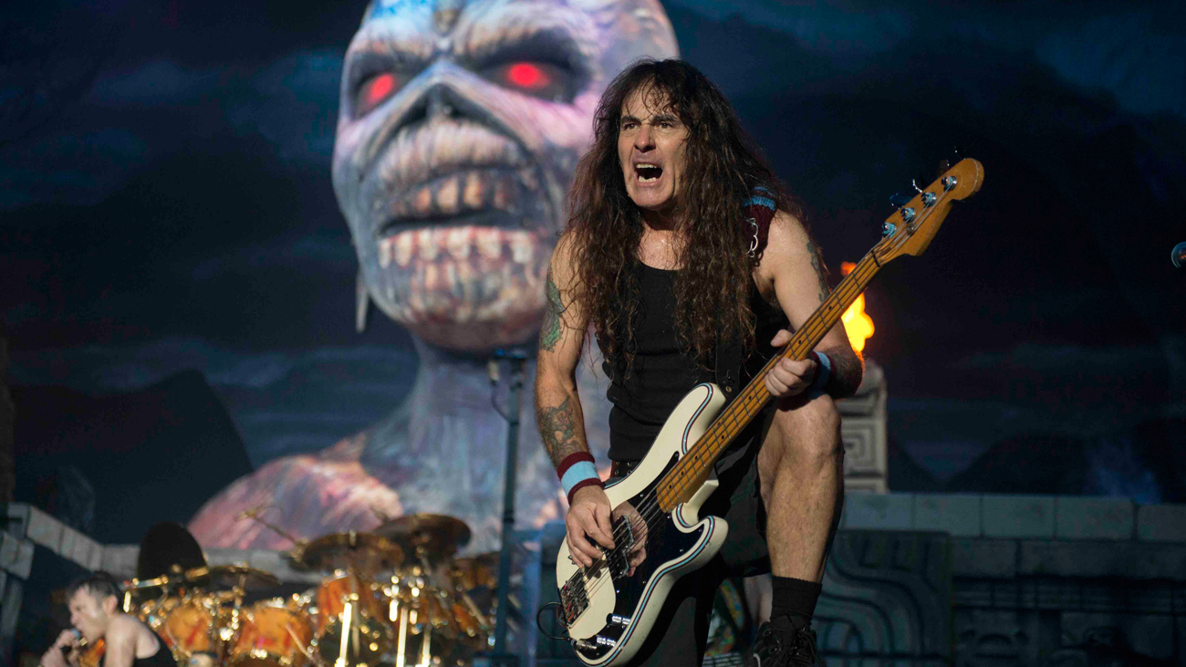 A picture of Iron Maiden live in concert