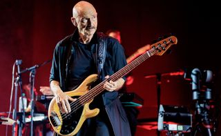 Tony Levin performs onstage with Peter Gabriel at the Mediolanum Forum of Assago in Milan, Italy on May 21, 2023