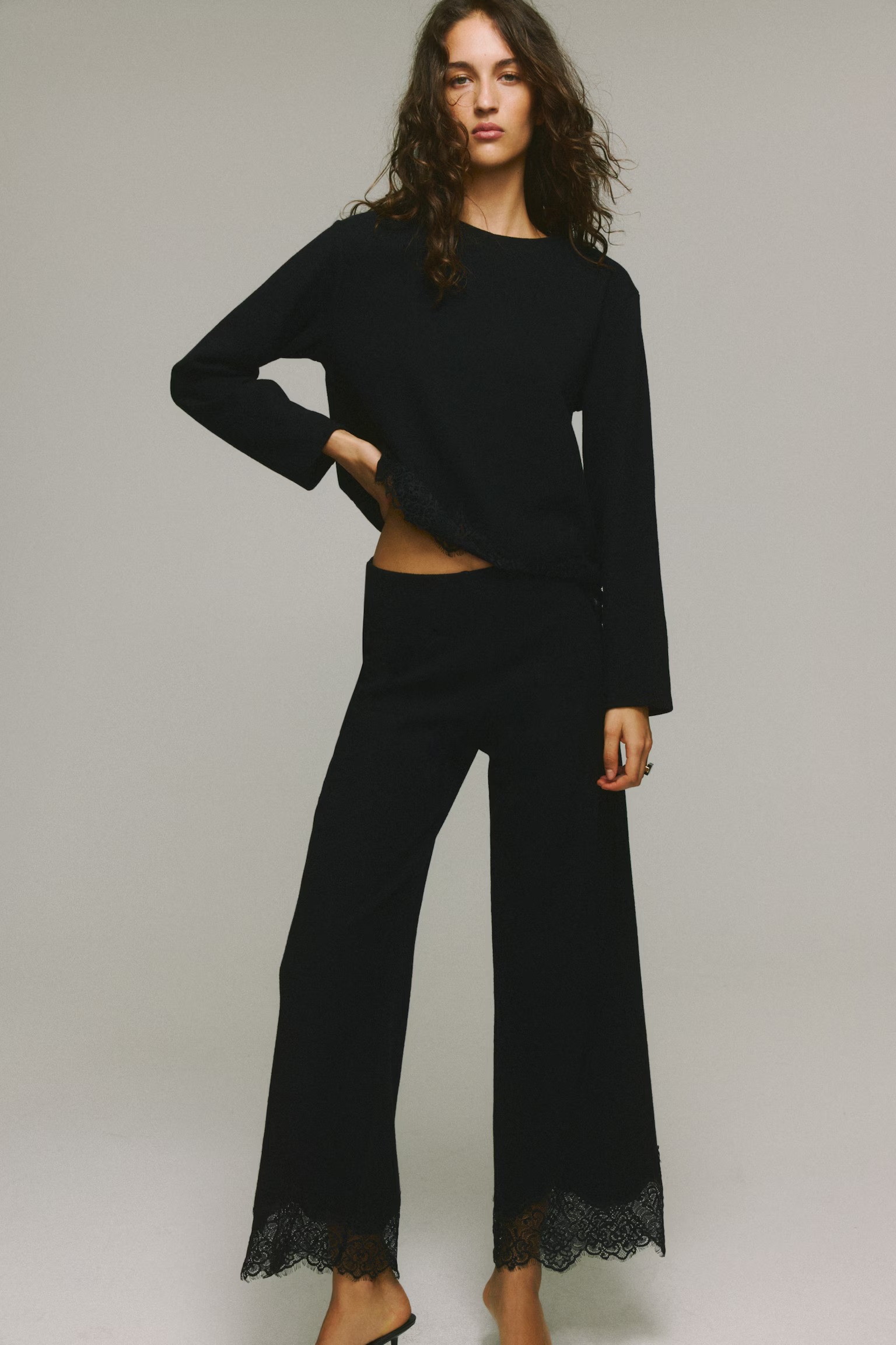 H&amp;amp;M, Lace-Trimmed Pull-On Trousers