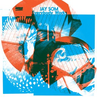 Jay Som's Everybody Works album cover has a blue print of an owl and red print of footballs
