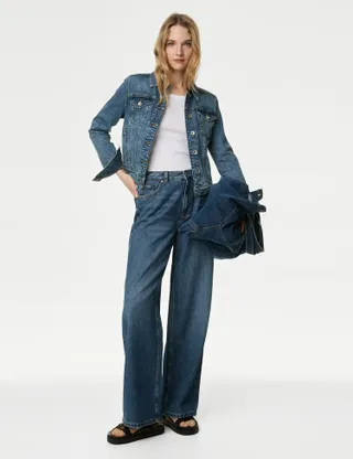 Slouchy Mid Rise Wide Leg Jeans