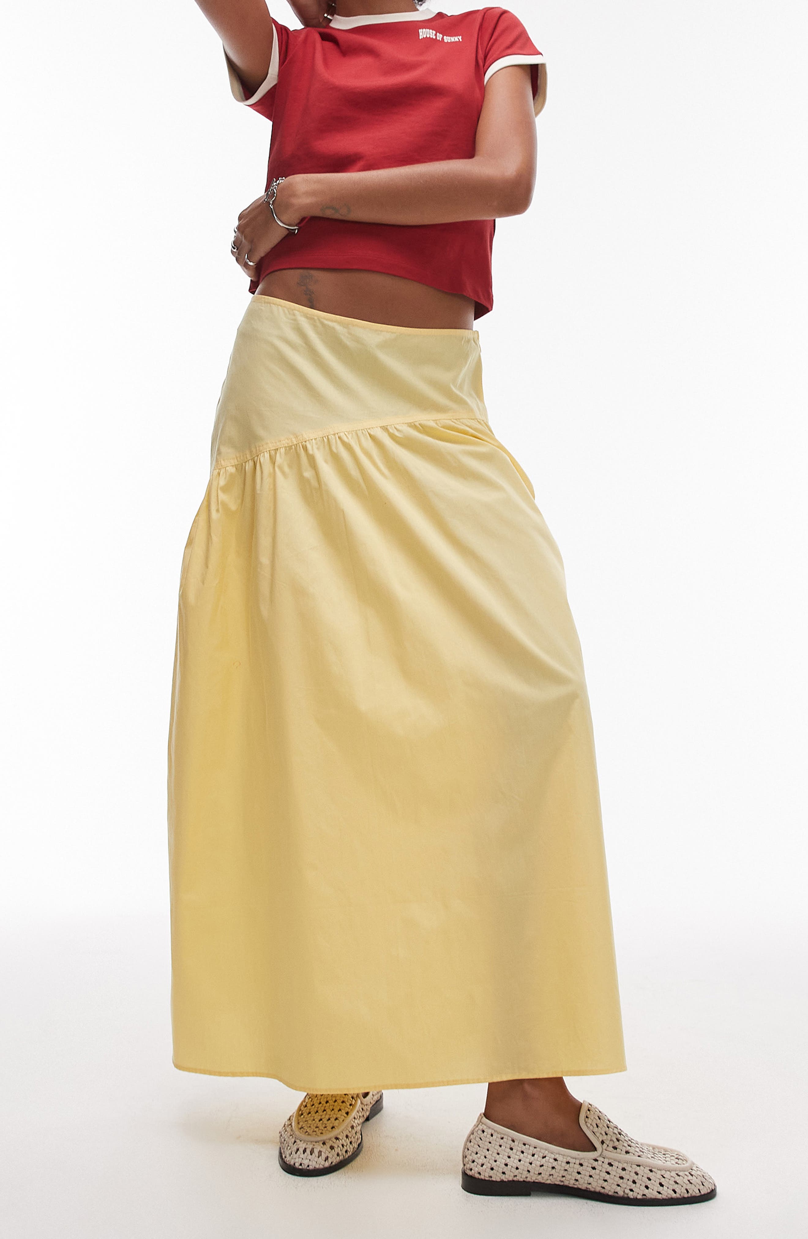 Topshop, Cotton Poplin Maxi Skirt