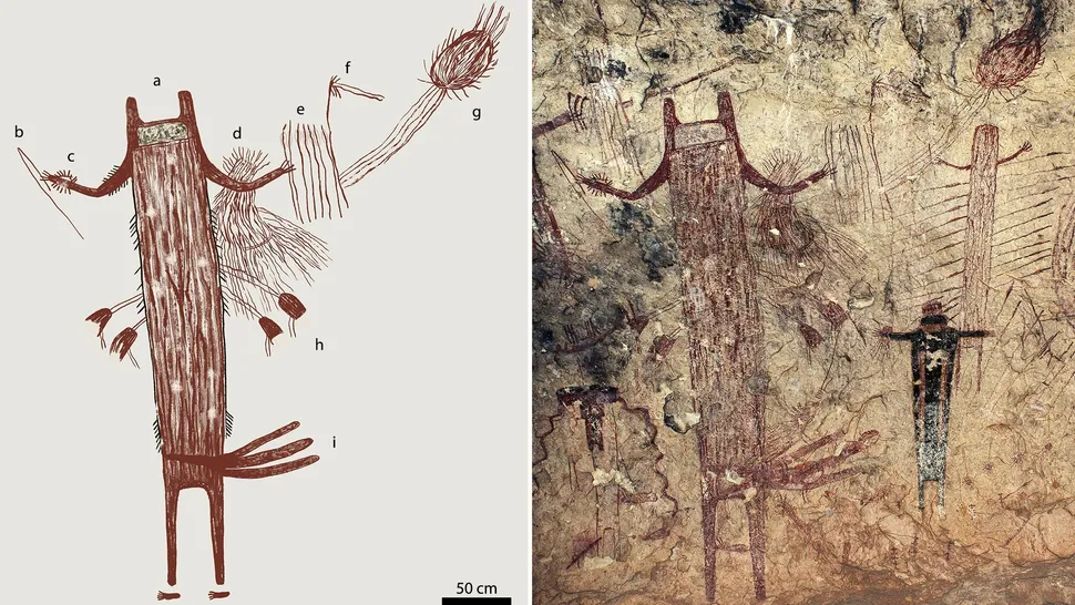 Mais designs característicos da tradição do estilo Pecos River, exemplos dos quais são encontrados em toda a região de Lower Pecos Canyonlands. (Crédito da imagem: adx7205_Figure_fig4_seq4_v1.jpg — Steelman et al., Sci. Adv. 11, eadx7205, Ilustração de Carolyn E. Boyd)