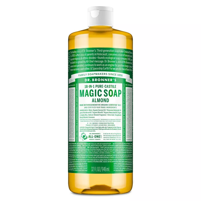 Dr. Bronner's Magic Pure Castile Liquid Soap Bodywash - Almond - 32 Fl Oz