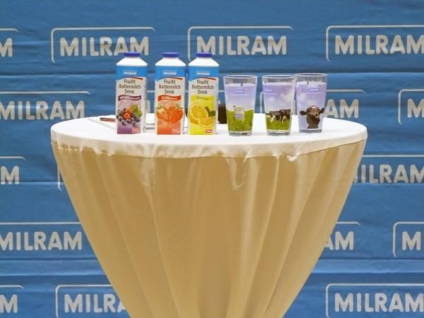 Some of sponsor Milram's products on display.