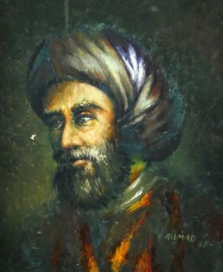 Portrait of Muhammad ibn Musa al-Khwarizmi ( Latinized as Algorithmi) a Persian scholar who produced works in mathematics, astronomy, and geography.