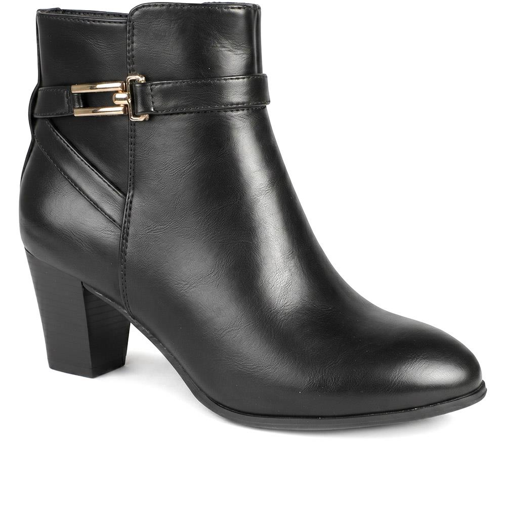 Smart Block Heel Ankle Boots With Buckle Detail