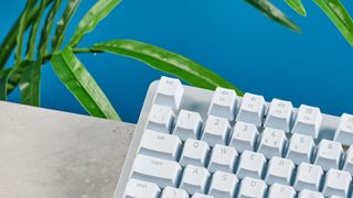 A white Razer Pro Type Ultra mechanical productivity keyboard