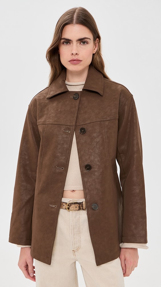 Rowena Faux Leather Jacket - Brown