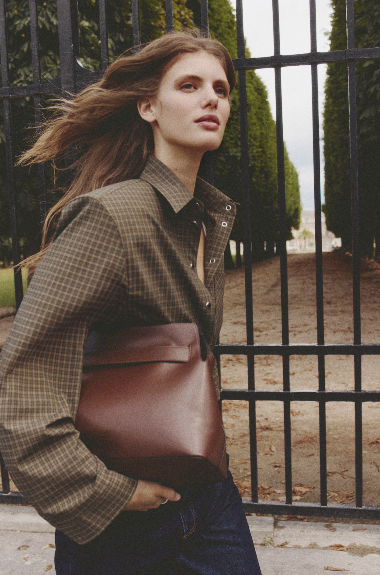 woman wearing checked shirt