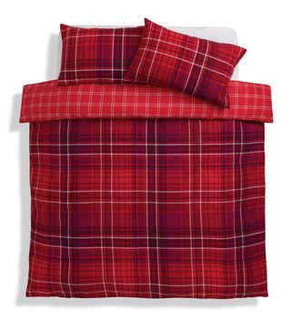 Habitat Christmas Brushed Cotton Red Check Bedding Set - Sin