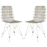 Safavieh Minerva White Wash Wicker Dining Chair, The Home Depot