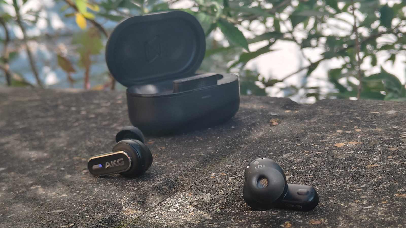 The AKG N5 on a stone wall