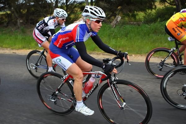 Laura Luxford (NTID) concentrates on the wheel in front