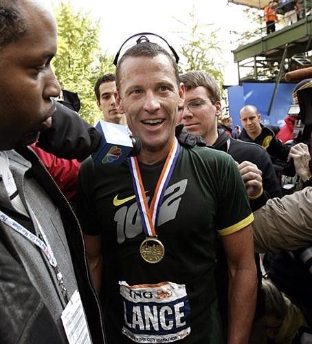 Armstrong achieved his goals of finishing in under three hours and within an hour of the winner.
