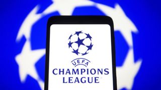 UEFA Champions League logo on a smartphone screen