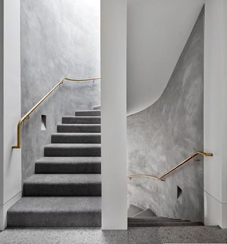 stairway made of polished grey cement