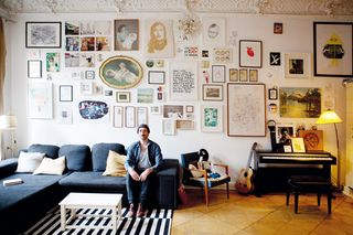 Illustrator, Frank Höhne in his apartment in Berlin-Kreuzberg