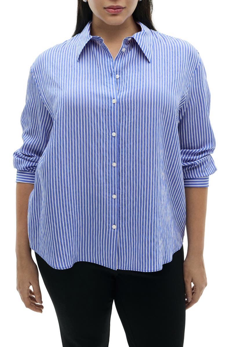 Stripe Straight Button-Up Shirt